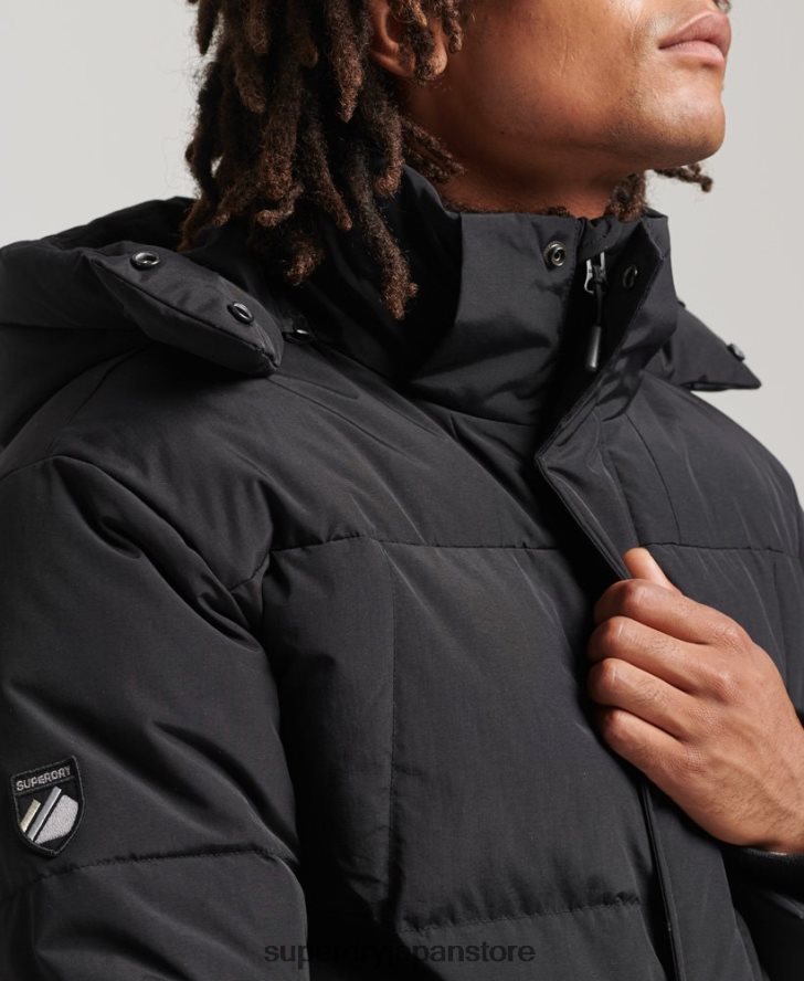 フード付きボックスキルトパフジャケット 男性 Superdry 衣類 黒 2J62PZ1000