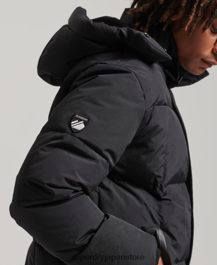 フード付きボックスキルトパフジャケット 男性 Superdry 衣類 黒 2J62PZ1000