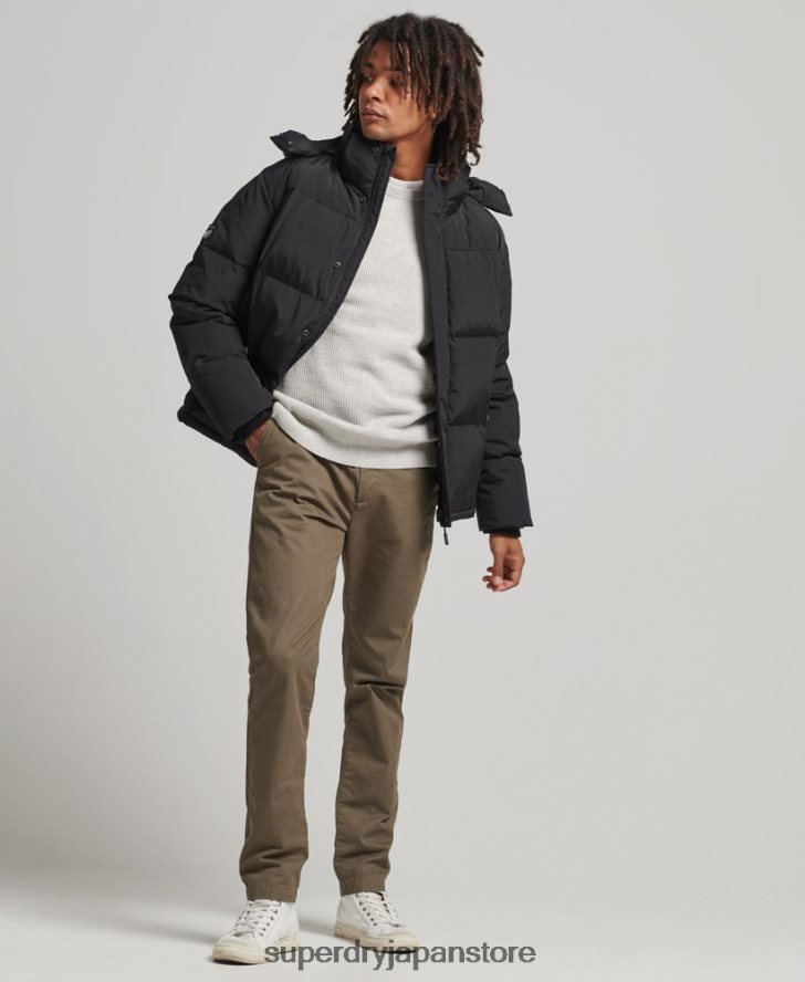 フード付きボックスキルトパフジャケット 男性 Superdry 衣類 黒 2J62PZ1000