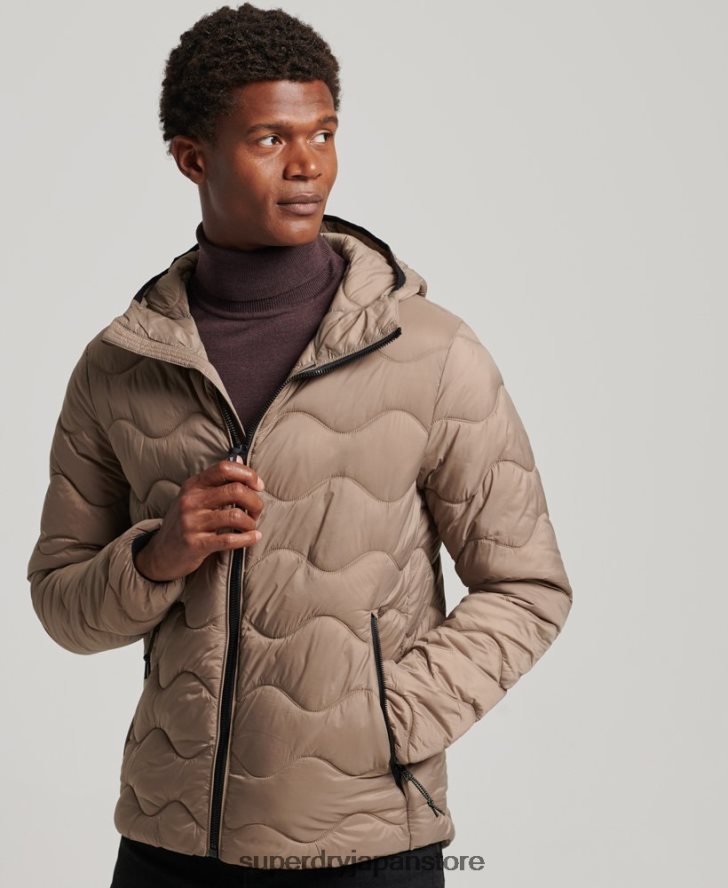 フード付き軽量中綿コート 男性 Superdry 衣類 茶色 2J62PZ1002