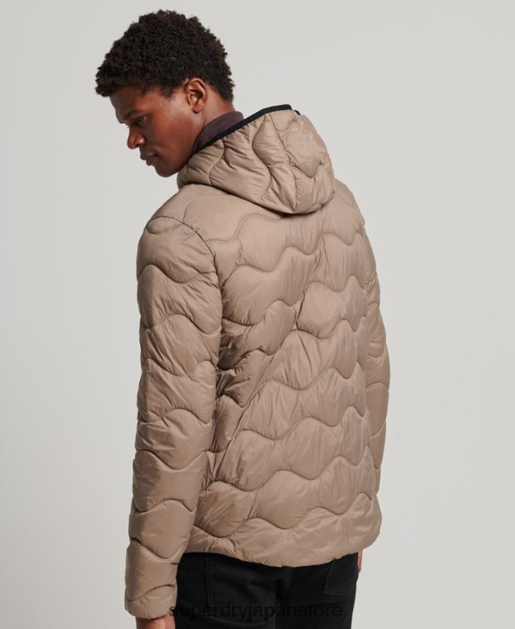 フード付き軽量中綿コート 男性 Superdry 衣類 茶色 2J62PZ1002