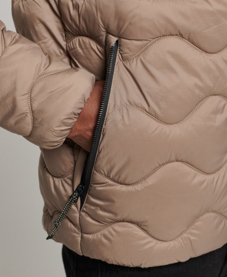 フード付き軽量中綿コート 男性 Superdry 衣類 茶色 2J62PZ1002