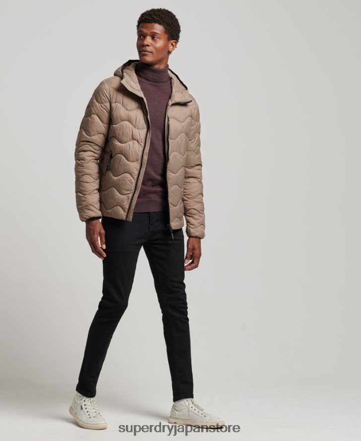 フード付き軽量中綿コート 男性 Superdry 衣類 茶色 2J62PZ1002