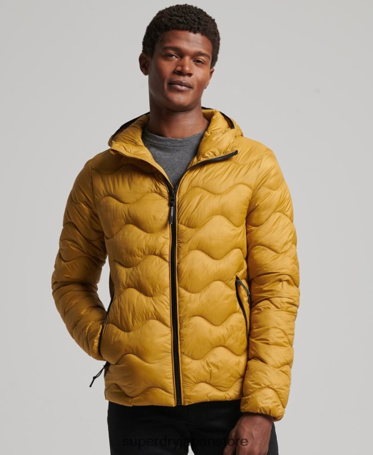フード付き軽量中綿コート 男性 Superdry 衣類 黄色 2J62PZ1003