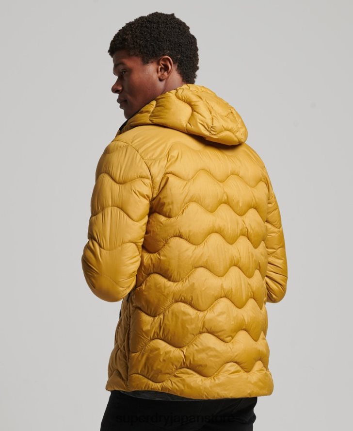 フード付き軽量中綿コート 男性 Superdry 衣類 黄色 2J62PZ1003