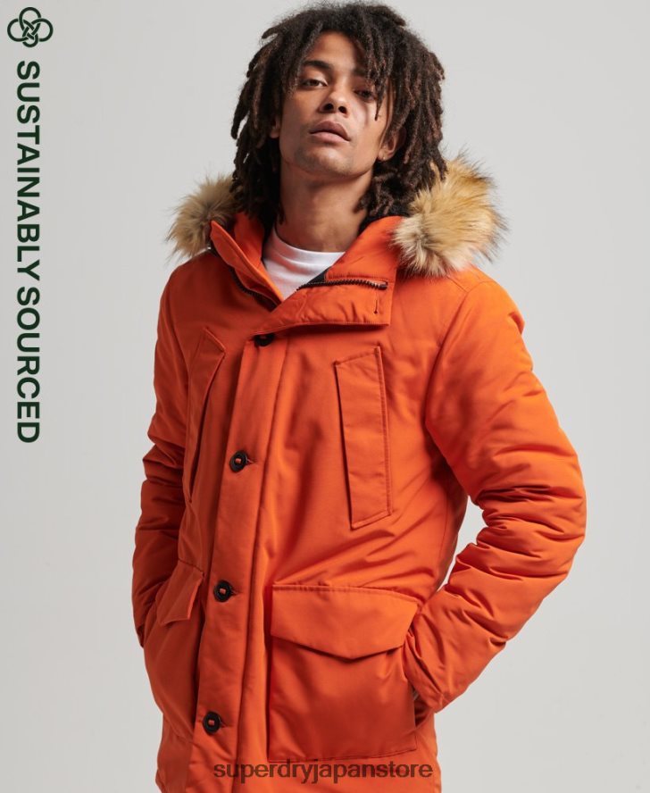 フード付きエベレスト フェイクファー パーカー 男性 Superdry 衣類 オレンジ 2J62PZ1004