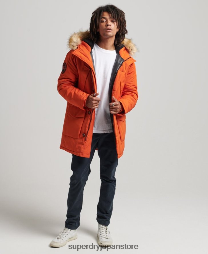 フード付きエベレスト フェイクファー パーカー 男性 Superdry 衣類 オレンジ 2J62PZ1004