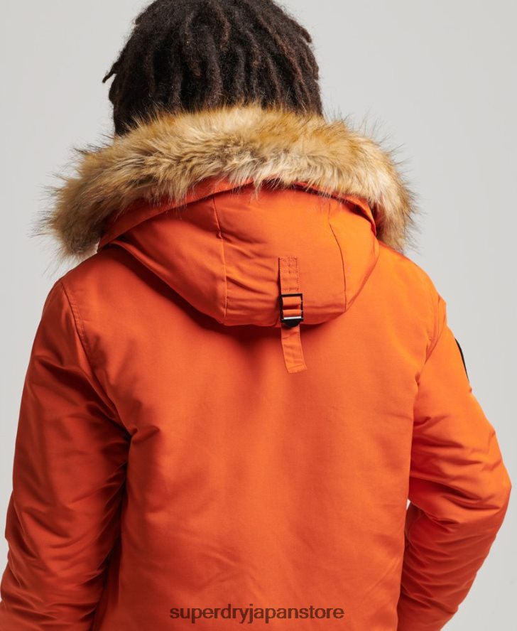フード付きエベレスト フェイクファー パーカー 男性 Superdry 衣類 オレンジ 2J62PZ1004