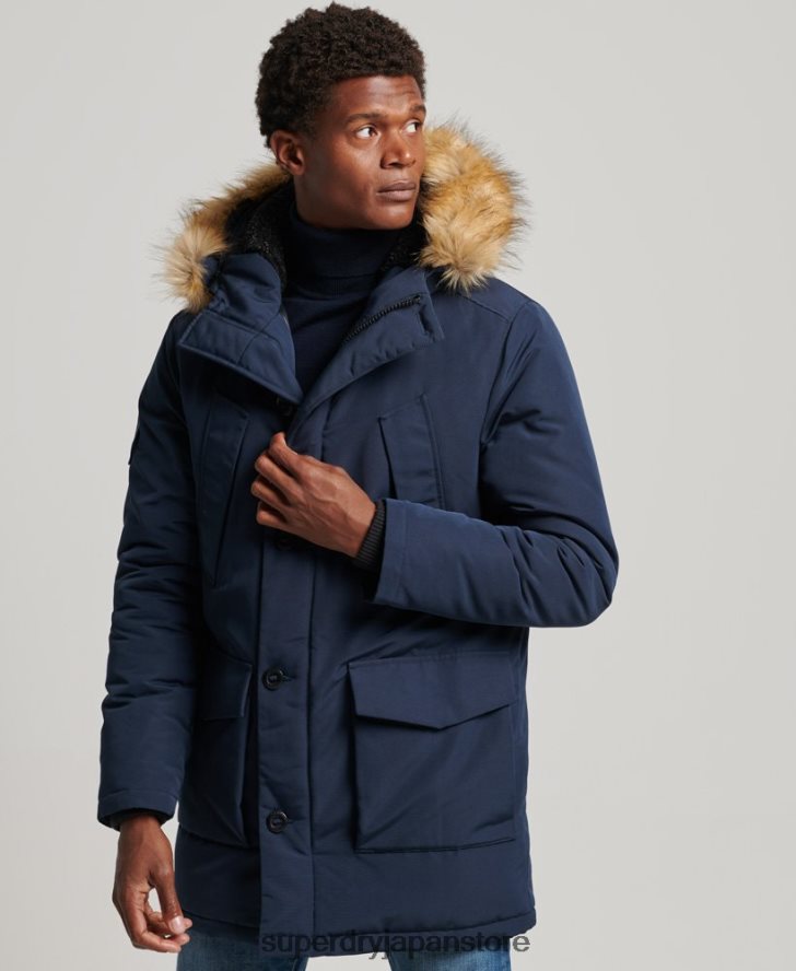 フード付きエベレスト フェイクファー パーカー 男性 Superdry 衣類 海軍 2J62PZ1005
