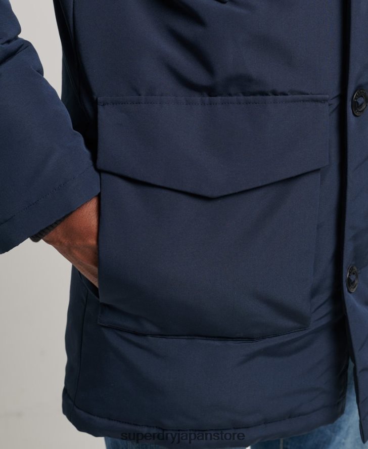 フード付きエベレスト フェイクファー パーカー 男性 Superdry 衣類 海軍 2J62PZ1005