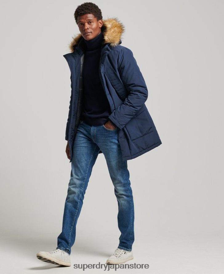 フード付きエベレスト フェイクファー パーカー 男性 Superdry 衣類 海軍 2J62PZ1005