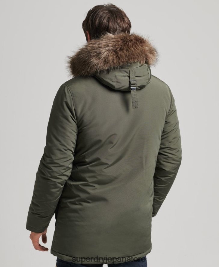 フード付きエベレスト フェイクファー パーカー 男性 Superdry 衣類 緑 2J62PZ1006