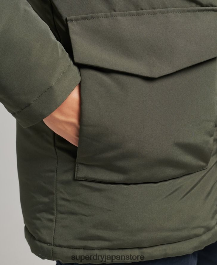フード付きエベレスト フェイクファー パーカー 男性 Superdry 衣類 緑 2J62PZ1006