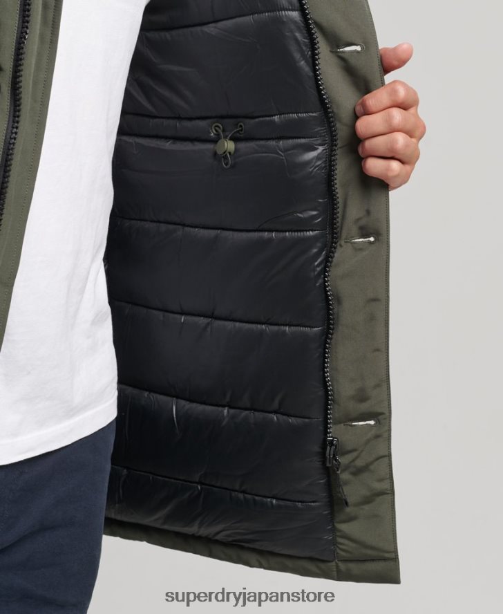 フード付きエベレスト フェイクファー パーカー 男性 Superdry 衣類 緑 2J62PZ1006