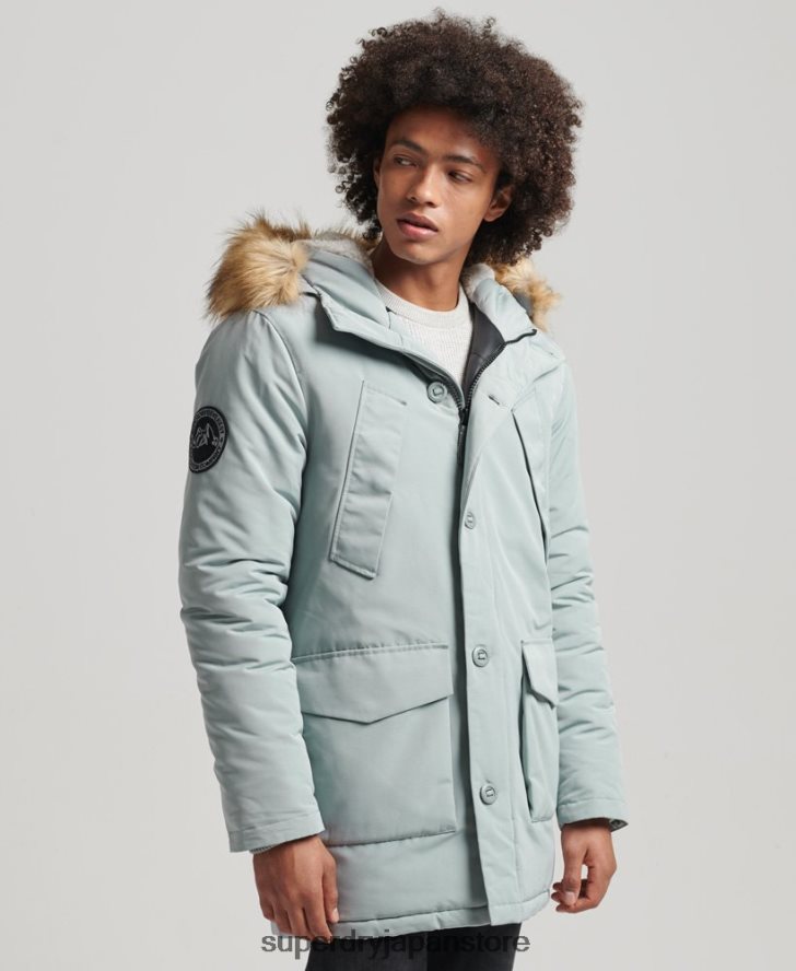 フード付きエベレスト フェイクファー パーカー 男性 Superdry 衣類 ライトブルー 2J62PZ1007