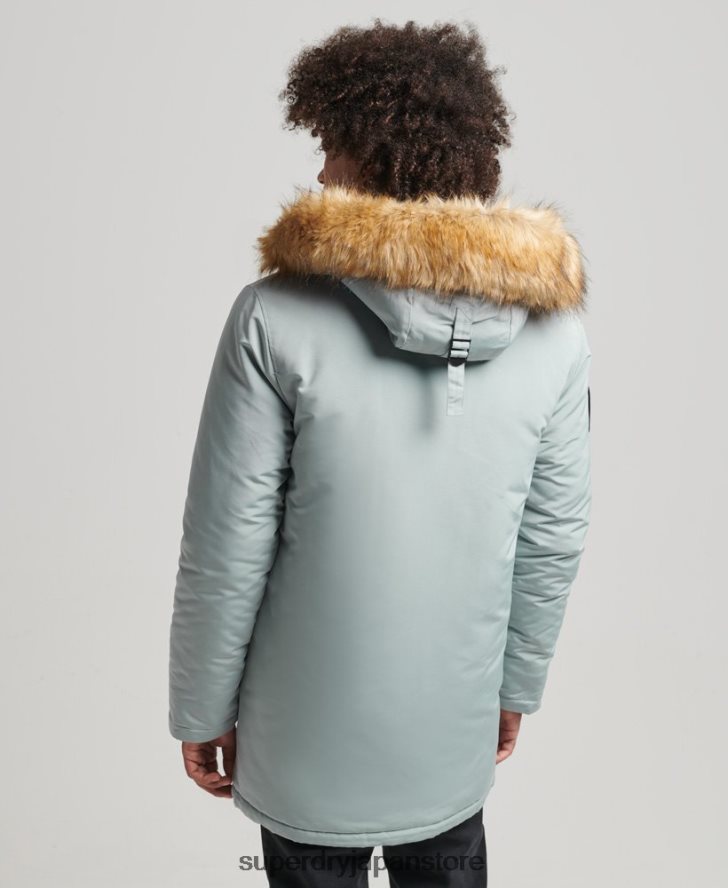 フード付きエベレスト フェイクファー パーカー 男性 Superdry 衣類 ライトブルー 2J62PZ1007