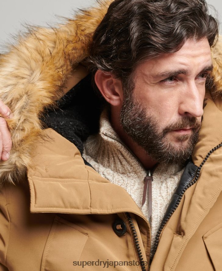 フード付きエベレスト フェイクファー パーカー 男性 Superdry 衣類 茶色 2J62PZ1008
