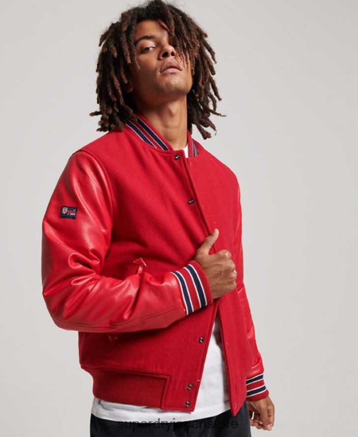 ヴィンテージカレッジバーシティボンバージャケット 男性 Superdry 衣類 赤 2J62PZ1013