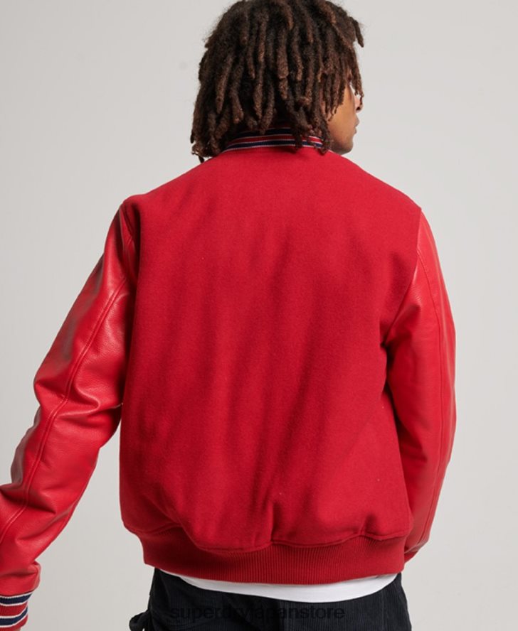 ヴィンテージカレッジバーシティボンバージャケット 男性 Superdry 衣類 赤 2J62PZ1013