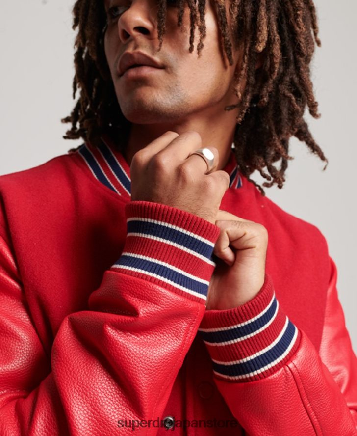 ヴィンテージカレッジバーシティボンバージャケット 男性 Superdry 衣類 赤 2J62PZ1013