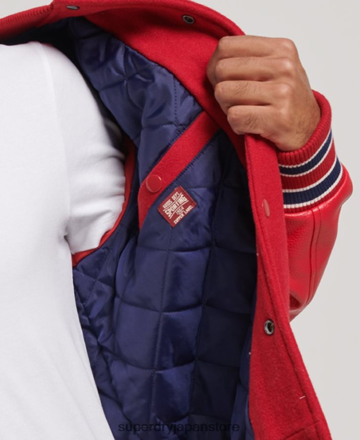ヴィンテージカレッジバーシティボンバージャケット 男性 Superdry 衣類 赤 2J62PZ1013