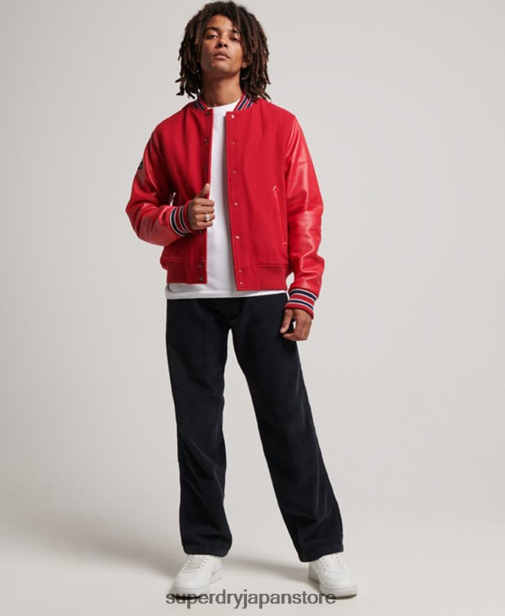 ヴィンテージカレッジバーシティボンバージャケット 男性 Superdry 衣類 赤 2J62PZ1013