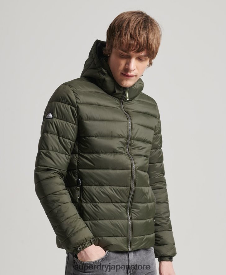 フード付きクラシックパファージャケット 男性 Superdry 衣類 カーキ 2J62PZ1016
