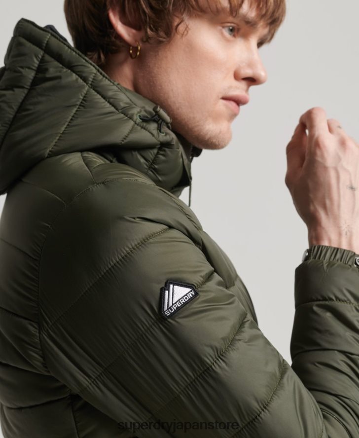 フード付きクラシックパファージャケット 男性 Superdry 衣類 カーキ 2J62PZ1016