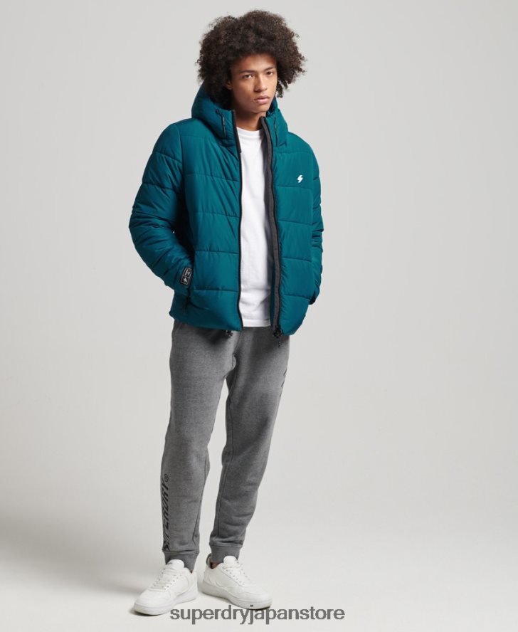 スポーツパファーフード付きジャケット 男性 Superdry 衣類 青 2J62PZ1018