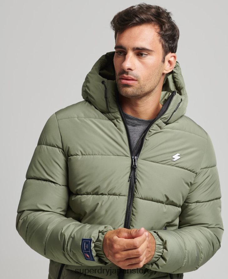 スポーツパファーフード付きジャケット 男性 Superdry 衣類 緑 2J62PZ1019