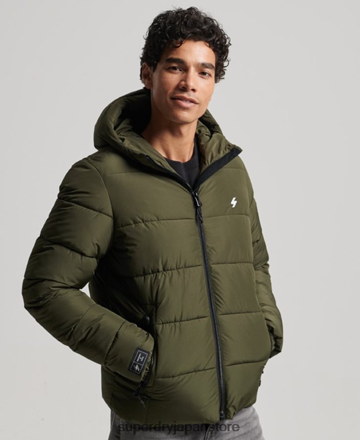スポーツパファーフード付きジャケット 男性 Superdry 衣類 カーキ 2J62PZ1020
