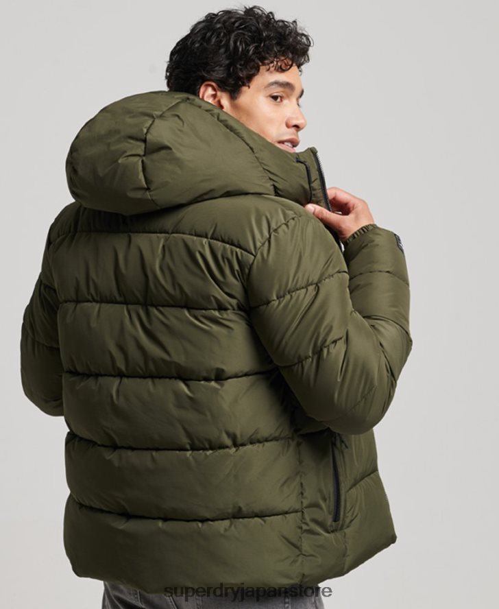 スポーツパファーフード付きジャケット 男性 Superdry 衣類 カーキ 2J62PZ1020