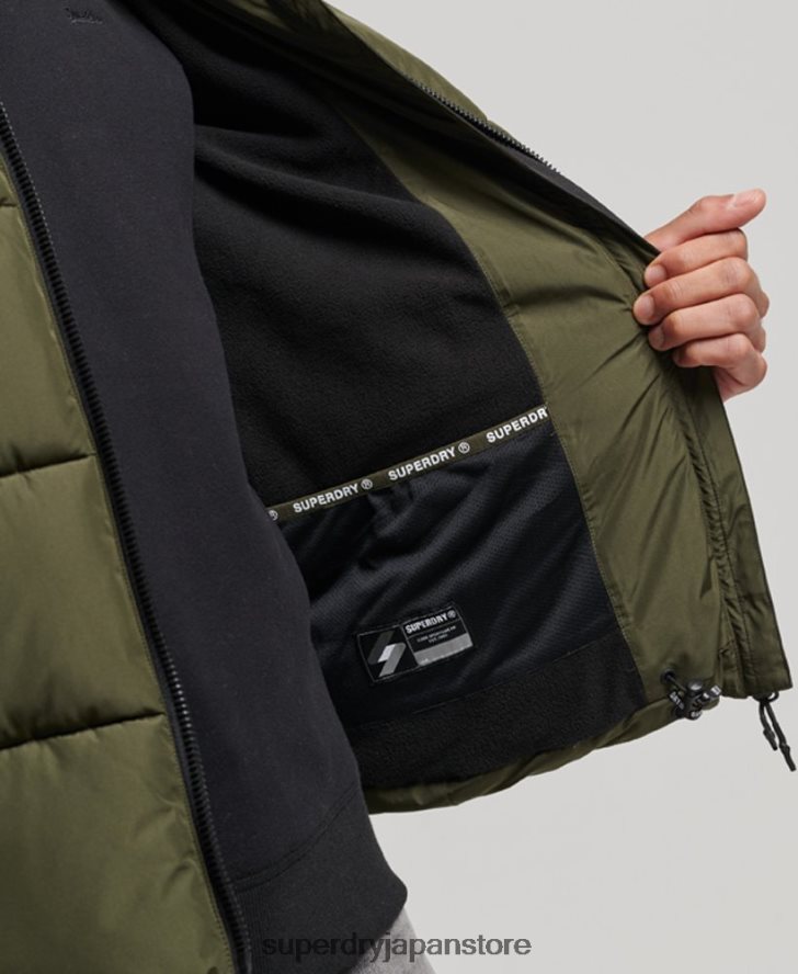 スポーツパファーフード付きジャケット 男性 Superdry 衣類 カーキ 2J62PZ1020
