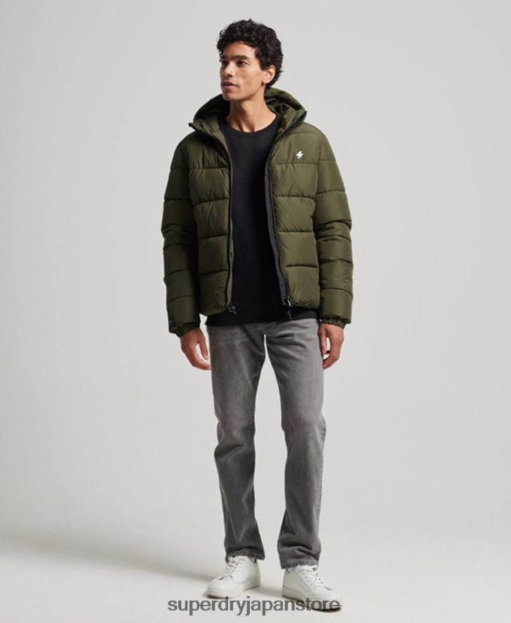 スポーツパファーフード付きジャケット 男性 Superdry 衣類 カーキ 2J62PZ1020