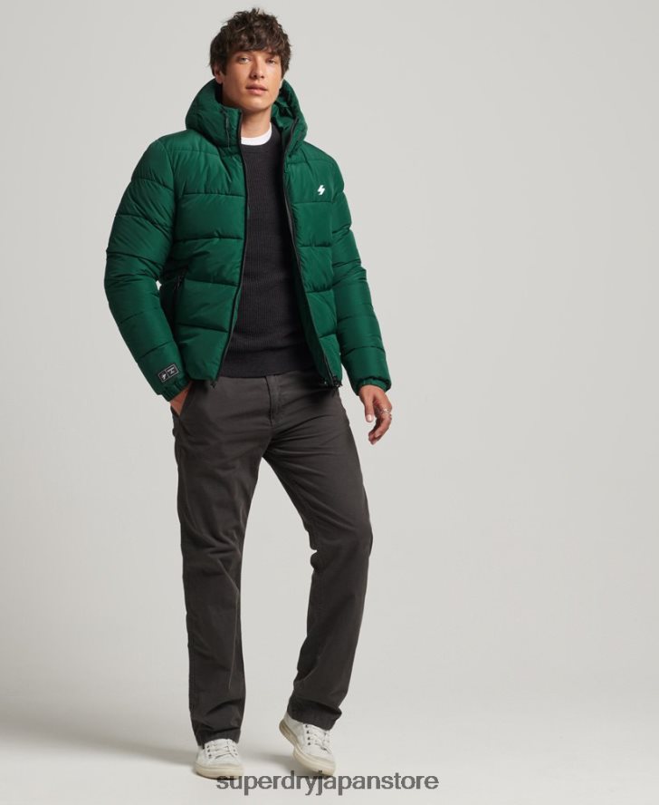 スポーツパファーフード付きジャケット 男性 Superdry 衣類 緑 2J62PZ1021