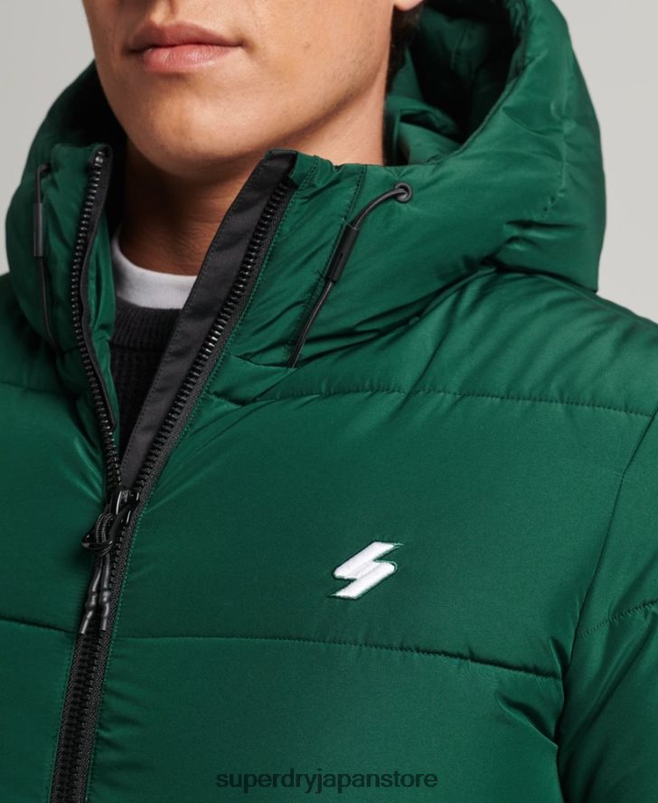 スポーツパファーフード付きジャケット 男性 Superdry 衣類 緑 2J62PZ1021