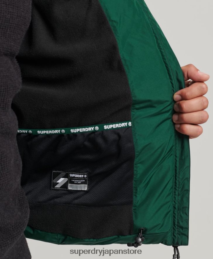 スポーツパファーフード付きジャケット 男性 Superdry 衣類 緑 2J62PZ1021