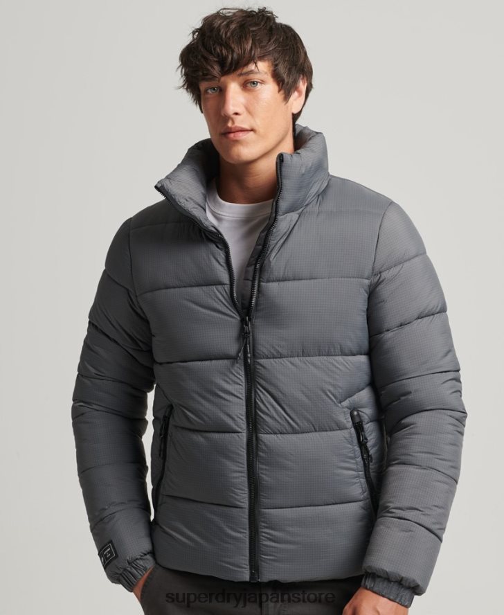 フードなしスポーツダウンジャケット 男性 Superdry 衣類 グレー 2J62PZ1022