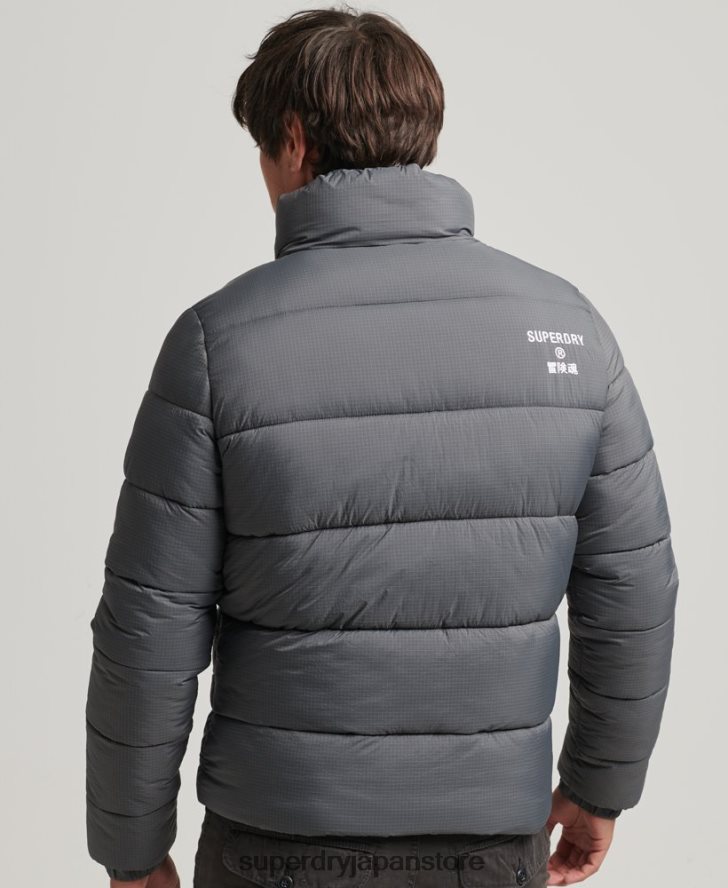 フードなしスポーツダウンジャケット 男性 Superdry 衣類 グレー 2J62PZ1022