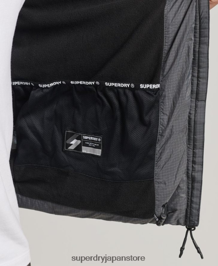 フードなしスポーツダウンジャケット 男性 Superdry 衣類 グレー 2J62PZ1022