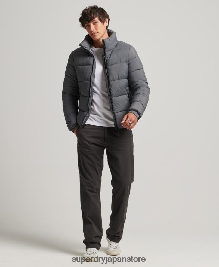 フードなしスポーツダウンジャケット 男性 Superdry 衣類 グレー 2J62PZ1022