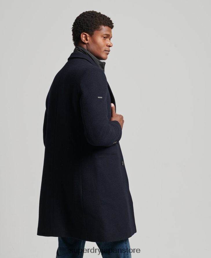 取り外し可能な裏地付きウールタウンコート 男性 Superdry 衣類 海軍 2J62PZ1023