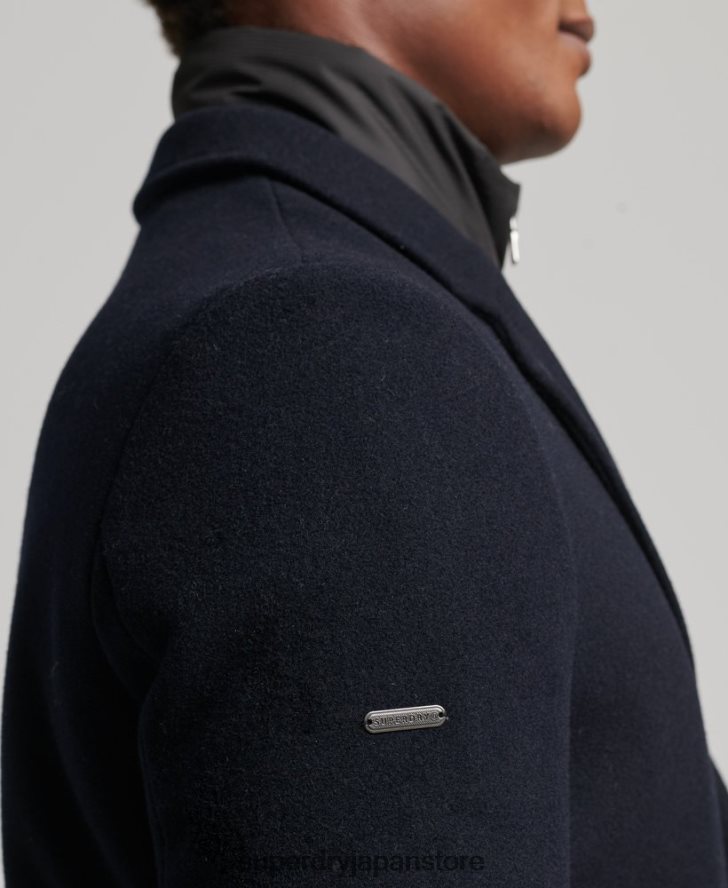 取り外し可能な裏地付きウールタウンコート 男性 Superdry 衣類 海軍 2J62PZ1023