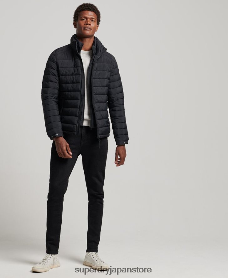 軽量のショートダウンコート 男性 Superdry 衣類 黒 2J62PZ1029