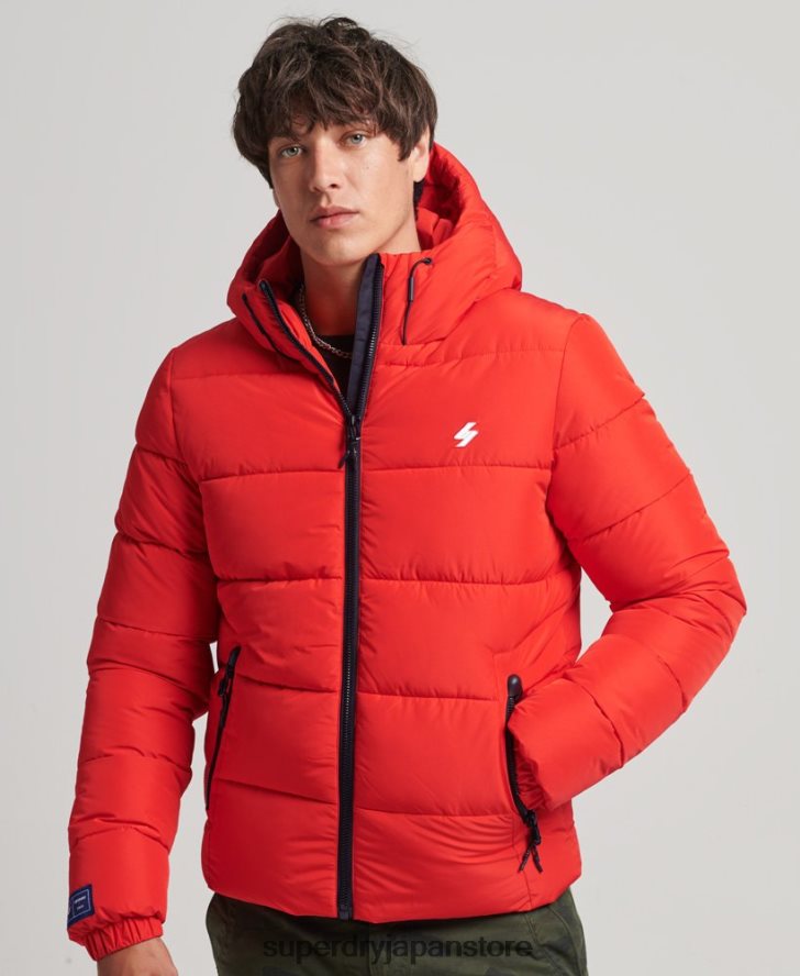 スポーツパファーフード付きジャケット 男性 Superdry 衣類 赤 2J62PZ1031