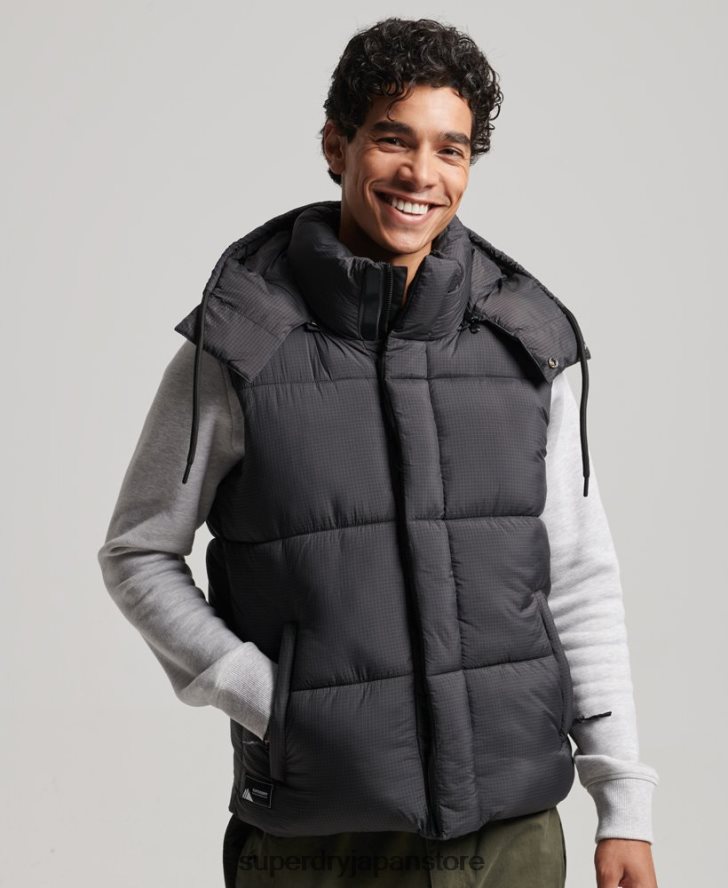 タッチライン パッド入りショートジレ 男性 Superdry 衣類 黒 2J62PZ1032