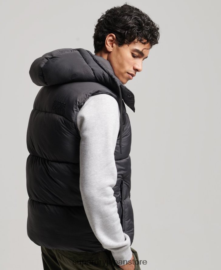 タッチライン パッド入りショートジレ 男性 Superdry 衣類 黒 2J62PZ1032