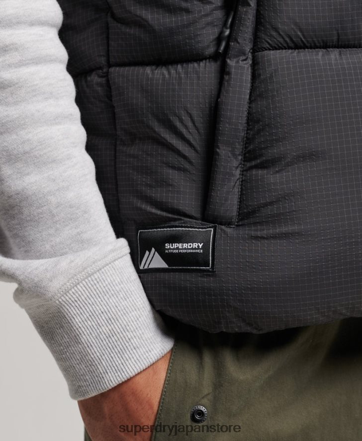 タッチライン パッド入りショートジレ 男性 Superdry 衣類 黒 2J62PZ1032