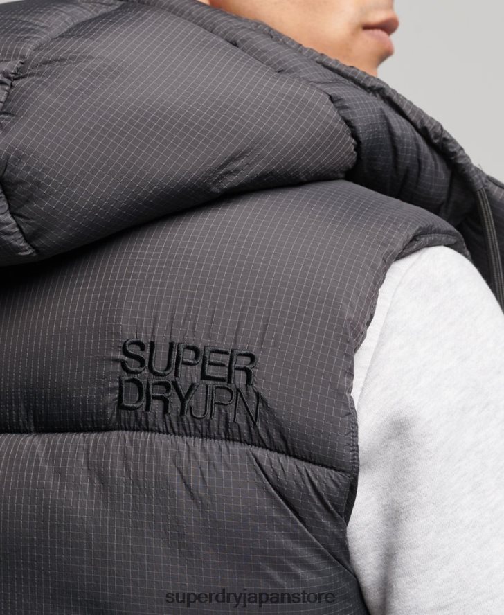 タッチライン パッド入りショートジレ 男性 Superdry 衣類 黒 2J62PZ1032