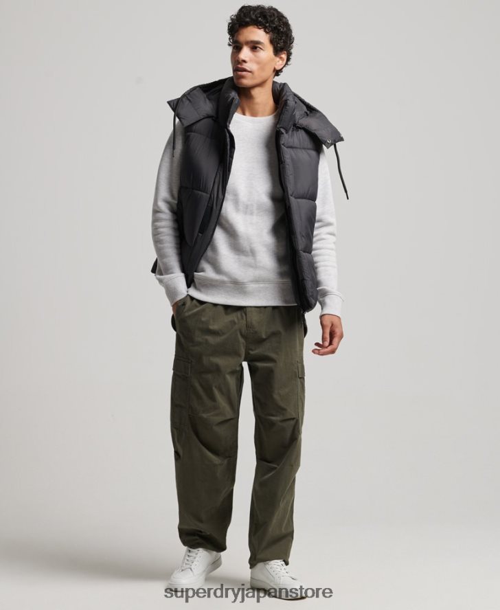 タッチライン パッド入りショートジレ 男性 Superdry 衣類 黒 2J62PZ1032